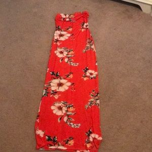 Floral coral maxi dress